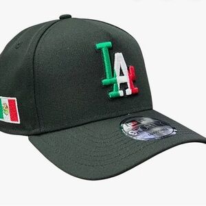 New Era Black LA Dodgers Mexico SnapBack Cap with Green, White, and Red Accents